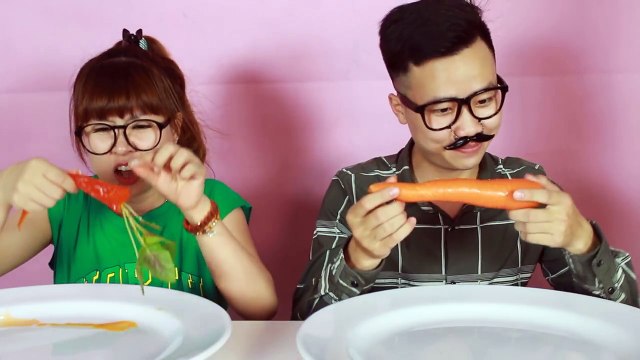 Bad Baby Real Food VS Gummy Food Gross Giant Candy Challenge Victoria Annabelle Crying Baby Kid Toys