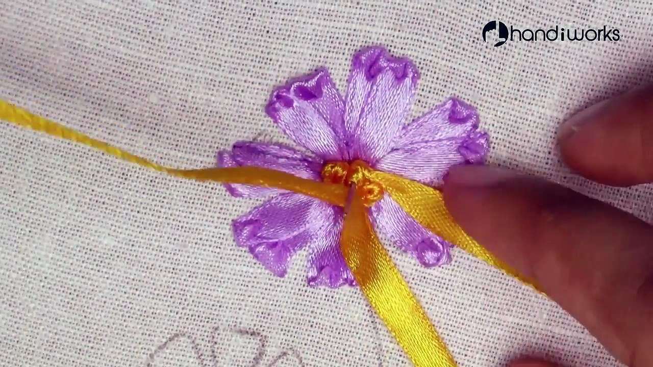 How To Make Ribbon Embroidery Design by Hand | HandiWorks #36