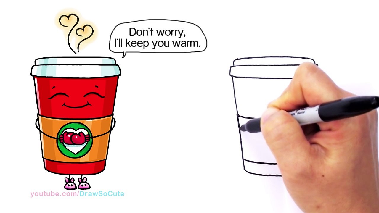 How to Draw a Hot Starbucks Drink step by step Easy and Cute - Winter Holiday