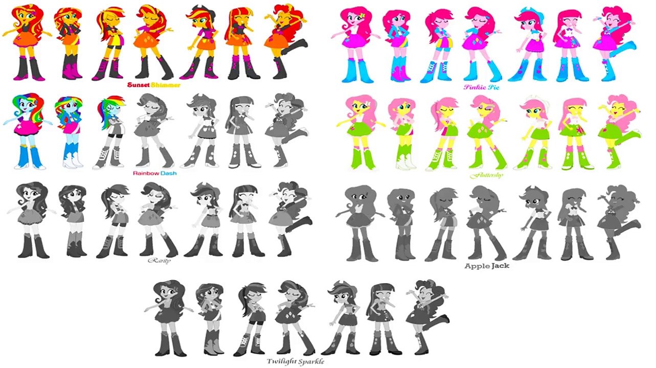 My Little Pony Transforms - Color Swap Equestria Girls ALL Colors MLP - Coloring Videos For Kids