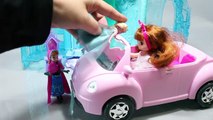Summer Vacation Trip Car Princess Elsa Anna Dress Up Doll & Kinetic Sand Surprise Eggs Toys
