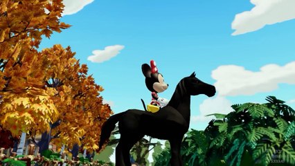 Minnie Mouse Rides Sven the Reindeer from Pixar Frozen with Finger Family and 5 Little Monkeys Songs