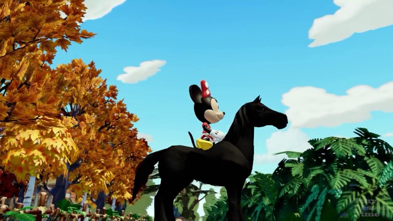 Minnie Mouse Rides Sven the Reindeer from Pixar Frozen with Finger Family and 5 Little Monkeys Songs