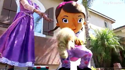 Where is Princess Rapunzel HEAD? w/ Peppa Pig, Spiderman, SpongeBob & Evil Witch in Real Life