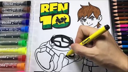 Ben 10 Coloring Pages For Kids Learn Colours Ben 10 With Omnitrix Drawing