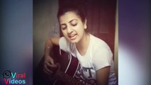 Beautiful Girl Singing Romantic Song And Playing Guitar