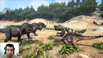 ARK Survival Evolved T-REX VS Stego batalla dinosaurios arena gameplay español