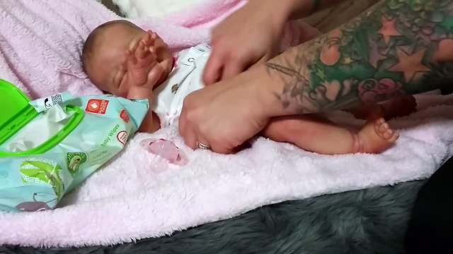 Ew Poop Night Routine with Reborn Baby Doll So Gross hard poop balls Fake Baby Doll