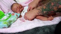 Ew Poop! Night Routine with Reborn Baby Doll! So Gross, hard poop balls! Fake Baby Doll!