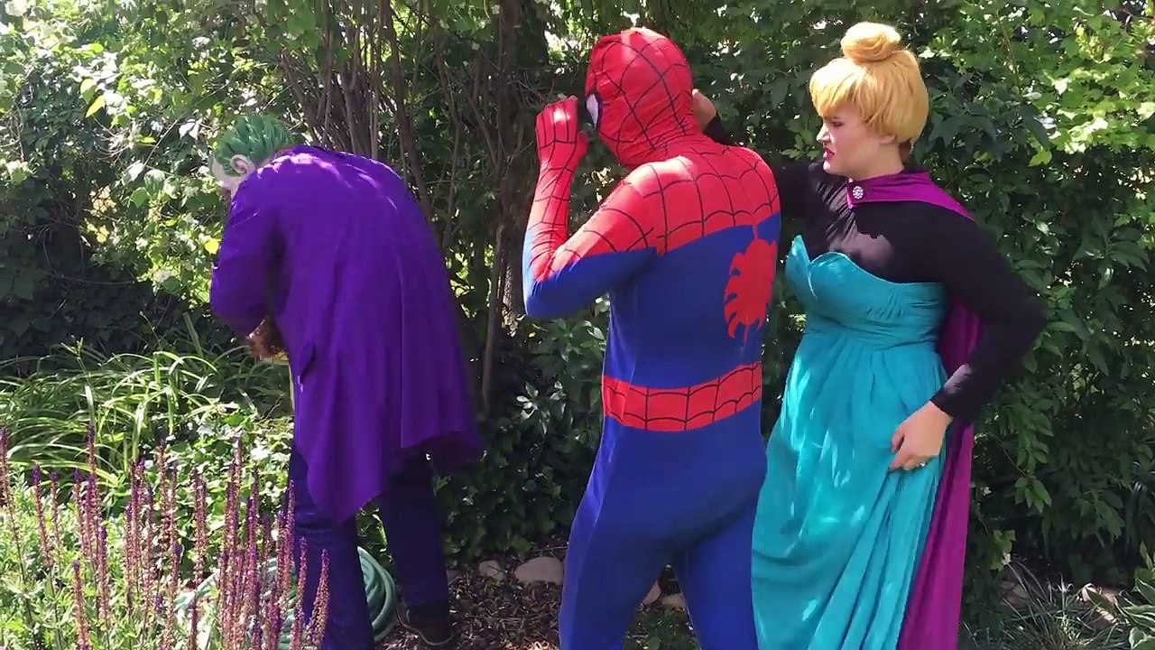 Frozen Elsa MAGIC HAIR SPELL!! vs Joker Hair Prank Superhero Fun Kid Movie