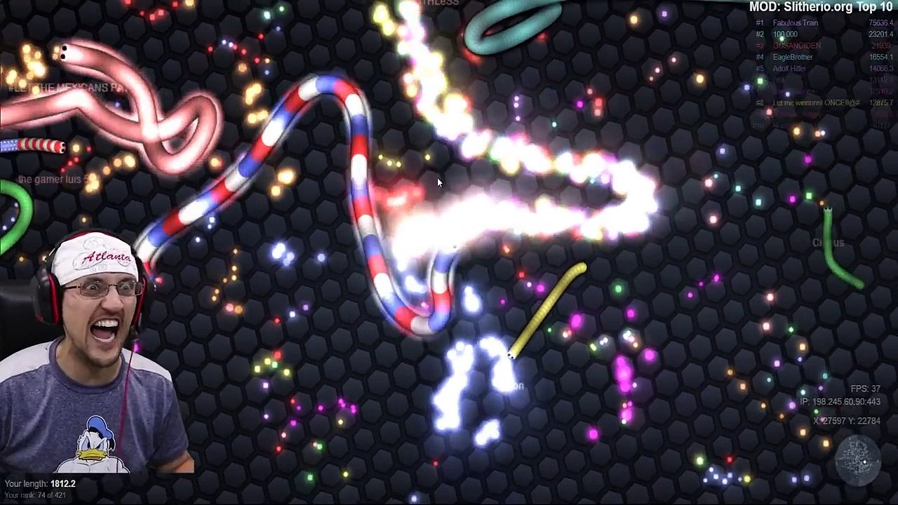 SLITHER.io #4: CRAZY GAME GLITCH after MAJOR FREEZE LAG?? (FGTEEV Duddy is Finding Dory + More)