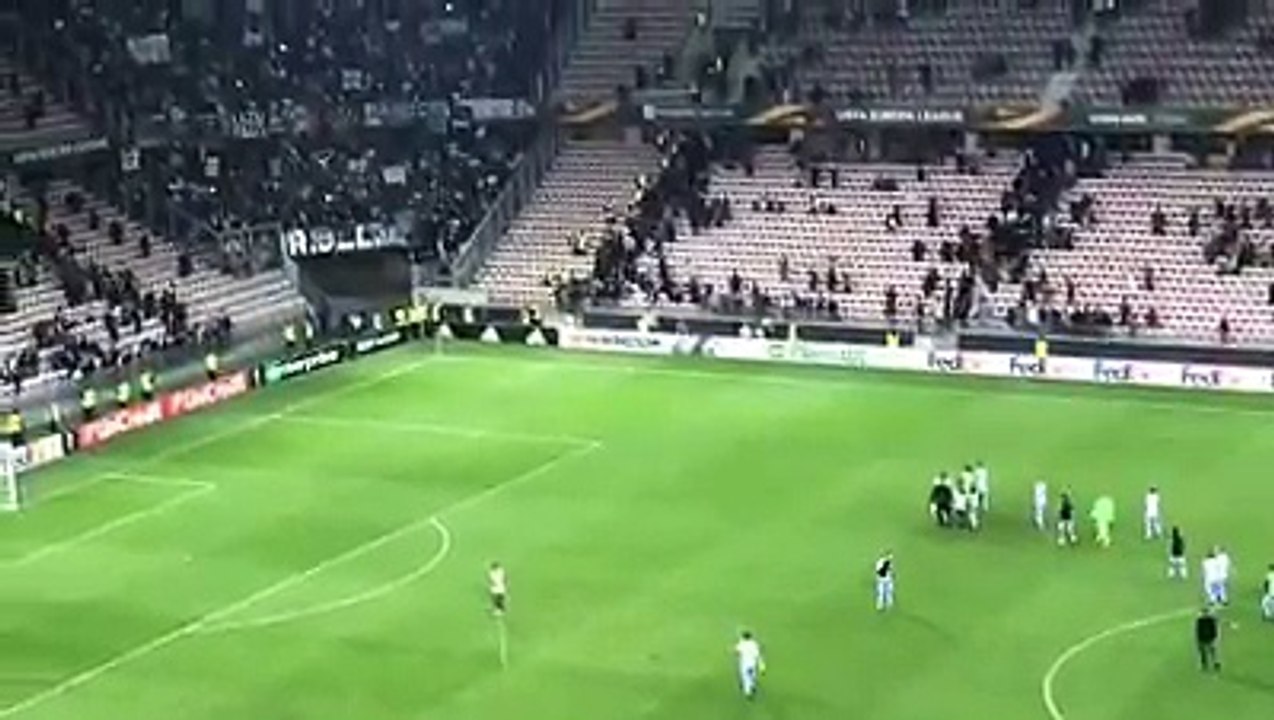 Nizza - Lazio: squadra sotto il settore ospiti