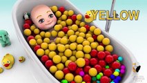 3D Baby doll bath time Play Learn colors - Teach colours for kids Children Toddlers | Learning video