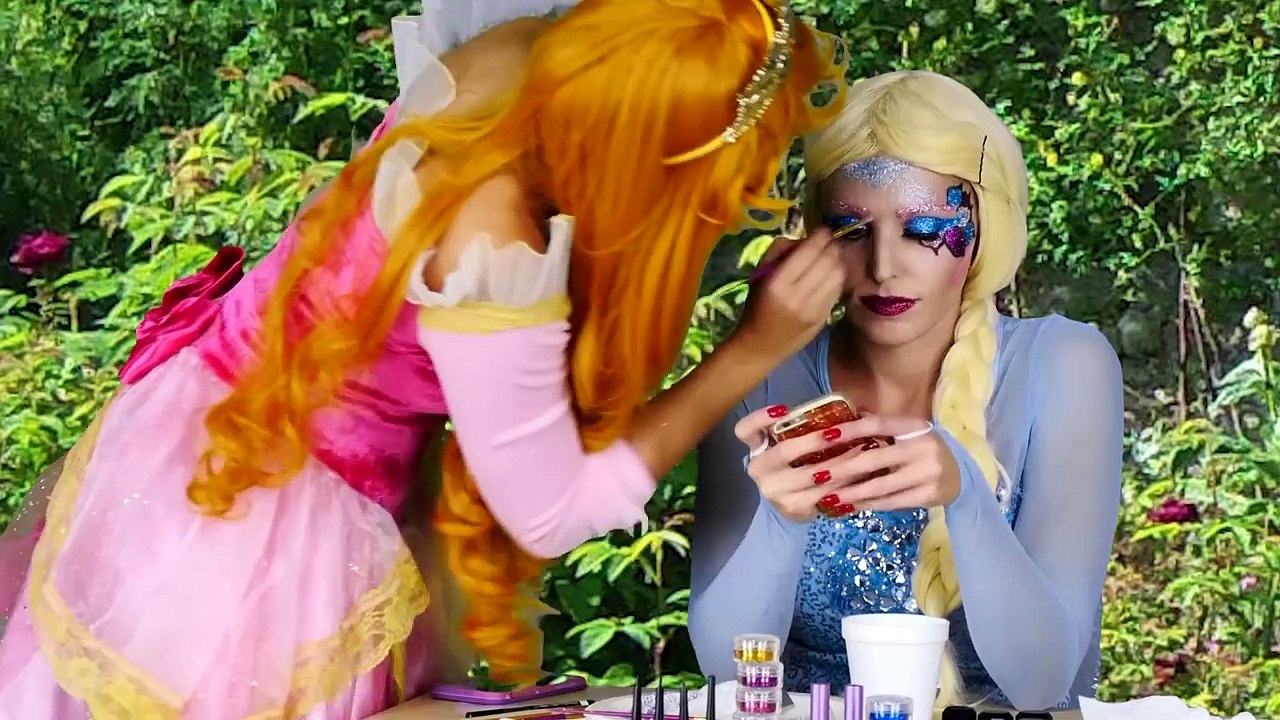 Glitter Makeup Challenge Princess Jasmine, Elsa, Belle, Aurora. Totally