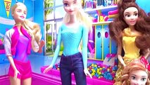 Barbie vs Elsa Challenge of Disney Princess & Barbie girl gymnastics