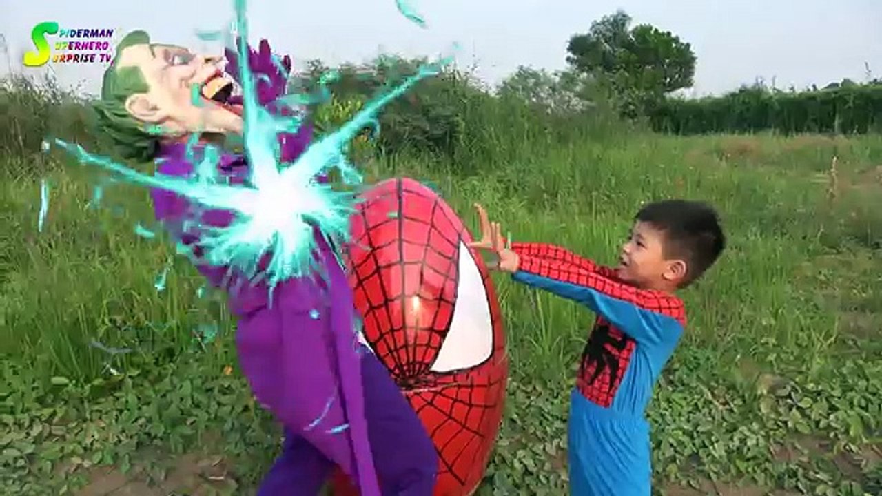 Spiderman inside Giant Egg Spiderman Surprise Toys Joker is Thief Fail Funny Videos For Kids