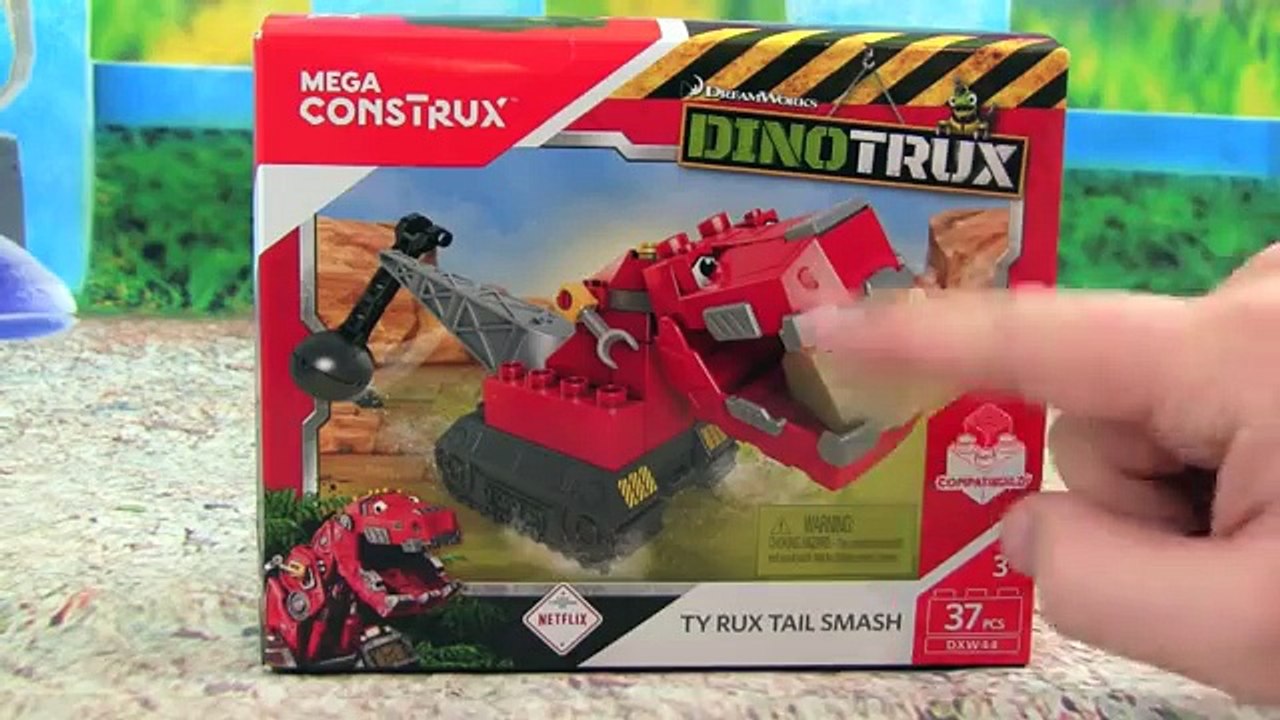 DINOTRUX Mega Contrux Ty Rux Tail Smash! NEW TOYS FOR KIDS! LIKE LEGOS! Dinotrux Building Set