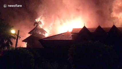 FURTHER FOOTAGE: Huge fire guts iconic Yangon hotel
