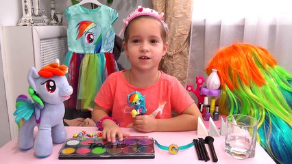 СУПЕР Макияж Аквагрим для детей ИГРУШКИ My Little Pony Rainbow Dash Makeup Tutorial! Equestria Girl