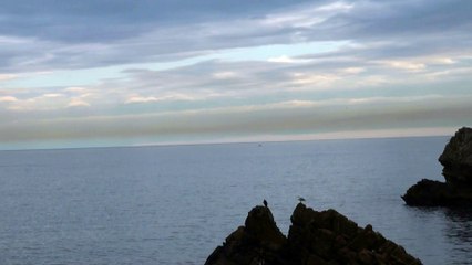 Todavía es visible la nube de humo y contaminación sobre Asturias
