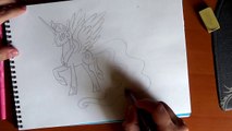 How to draw Pony Princess Celestia, Como dibujar Celestia, Как нарисовать пони Принцесса Селестия