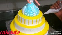 doll cake | pineapple upside down cake recipe | yelow gel glaze and garnishing | fresh cream flowers