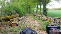 Homemade train / rail cart riding on abandoned railway tracks