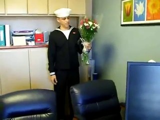 Sailor Surprises His Mom at Work