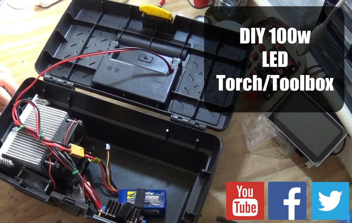 DIY 100w LED Torch/Toolbox, a simple torch made from parts cheap and easy Step-by-step tutorial