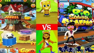 Talking Tom Gold Run GINGER VS Subway Surfers WILD Outfit: Scoring Over One Million Points! HD