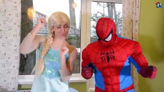 Spiderman and Elsa Funny three wishes w/ spiderman vs Joker Maleficent SuperHero Fun