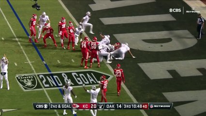 Oakland Raiders running back DeAndre Washington refuses to go down on goal line TD