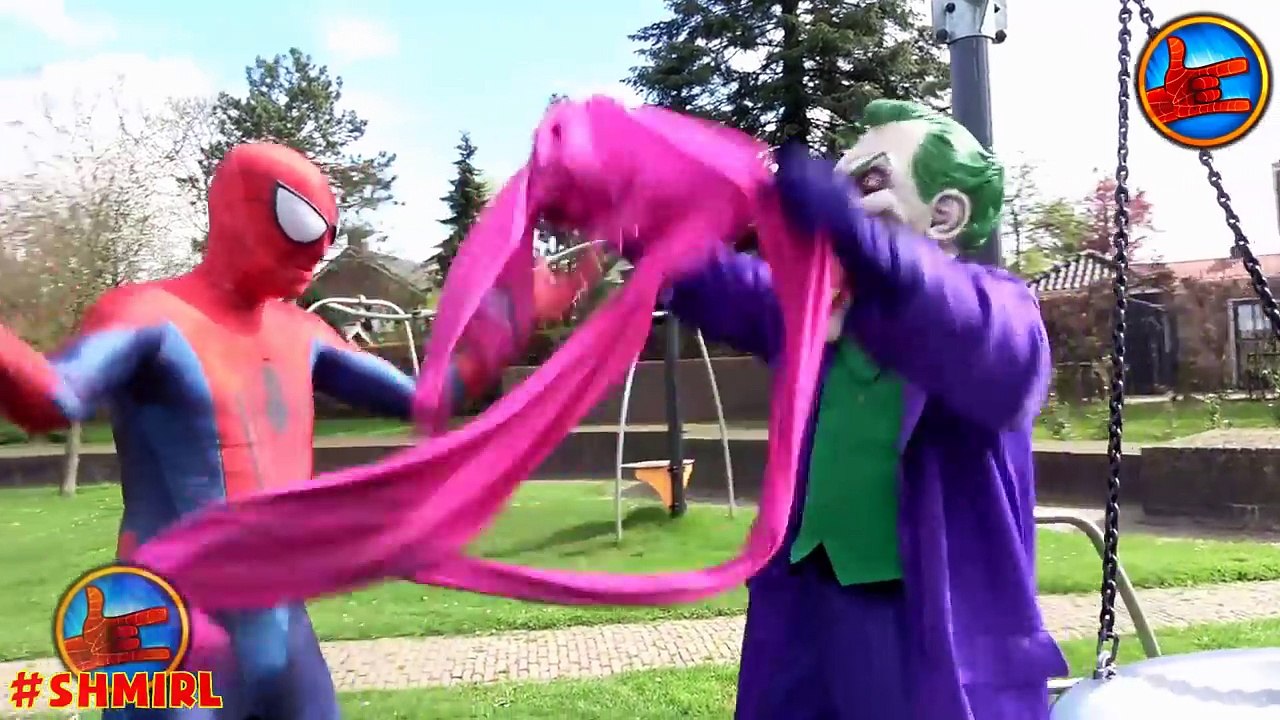 Spiderman FLAT PINK SPIDERGIRL! Superheroes in real life Joker and Spider-man Spidergirl IRL