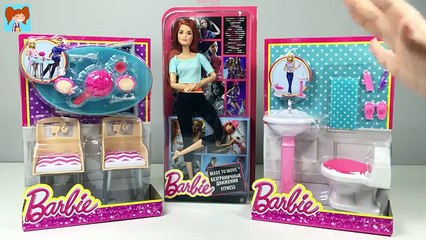 Ken Barbieyi Ekiyor Sonsuz Hareket Barbie Banyo ve Yemek Masası Seti Açıyoruz Oyuncak Ya