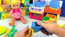 Baby Doll Play Doh Kitchen Set How to Make Food for Baby Dolls with PlayDough