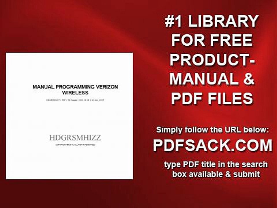 Manual Programming Verizon Wireless