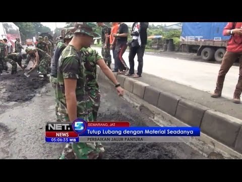 NET5 - Tentara Terjun ke Jalan Perbaiki Jalur Pantura