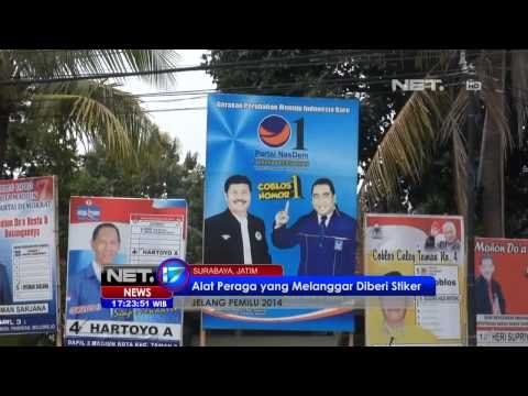 NET17 - Penertiban artibut kampaye yang melanggar peraturan kembali dilakukan di Malang