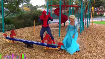 Frozen Elsa HAS TWO HEADS! w/ Spiderman, Catwoman & Maleficent in Real Life Kids