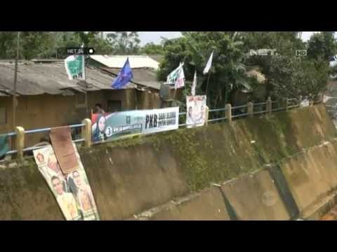 NET24-Sejak Musim Kampanye, Atribut Parpol dan Caleg Memenuhi Jembatan Bendung Katulampa