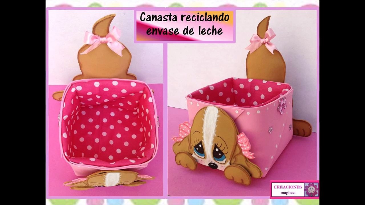 ♥IDEAS PARA RECICLAR♥ ♥Canasta hecha con envase de leche♥- ♥♥CREACIONES mágicas♥♥