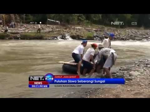 NET24 - Puluhan siswa seberangi sungai pertaruhkan nyawa demi ikuti ujian nasional