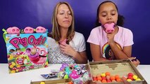 PIG OUT! Bubble Gum Gumballs Challenge - Disney Ooshies Princess Superhero Toys