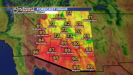 Highs stay in the upper 80s in Phoenix