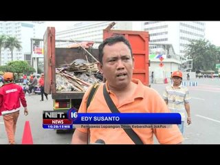Sampah Berserakan Pasca Demo Buruh di Bunderan HI - NET16