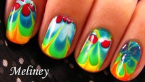 RAINBOW WATER MARBLE NAILS DESIGN: How to Nail Art Tutorial for Beginner Easy Simple 水染彩繪美甲
