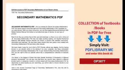 Download Secondary Mathematics Resources 📘