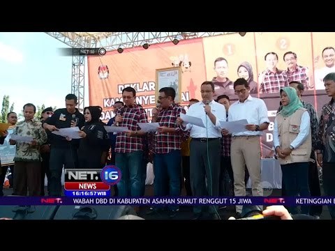 Ketiga Pasangan Cagub Cawagub Pilkada DKI Jakarta Mendeklarasikan Kampanye Damai - NET 16