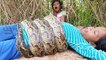 Amazing Two Little Sisters Catch Big Snake While Walking From Fishing