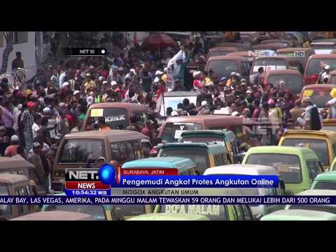 Ribuan Sopir Angkot Surabaya Protes Angkutan Online NET10